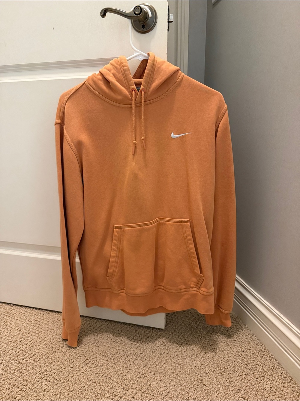 Nike Men's Pullover Hoodie in Peach-Orange with White Swoosh